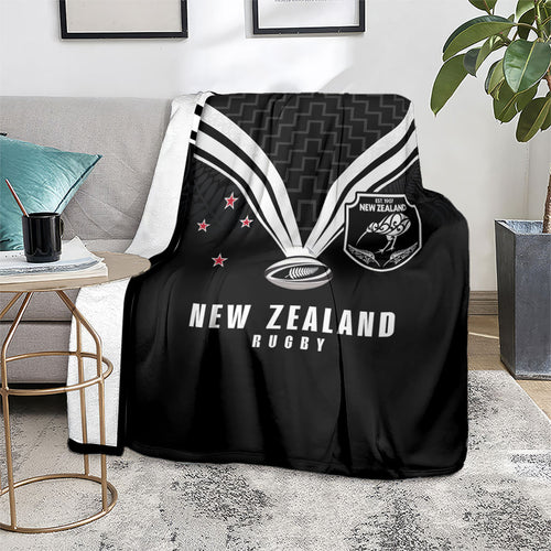 New Zealand Maori Rugby Blanket Aotearoa Tribal Motif Retro Concept