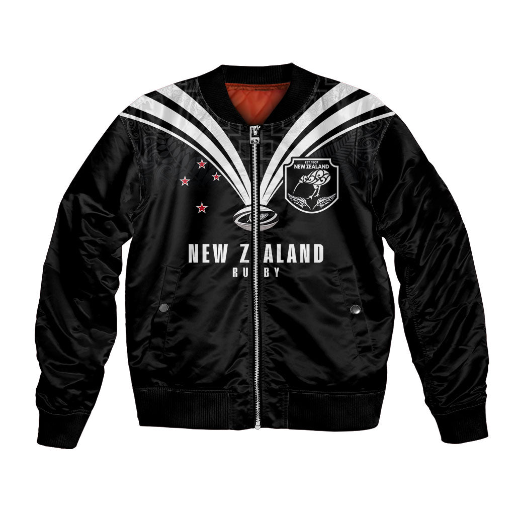 New Zealand Maori Rugby Custom Bomber Jacket Aotearoa Tribal Motif Retro Concept