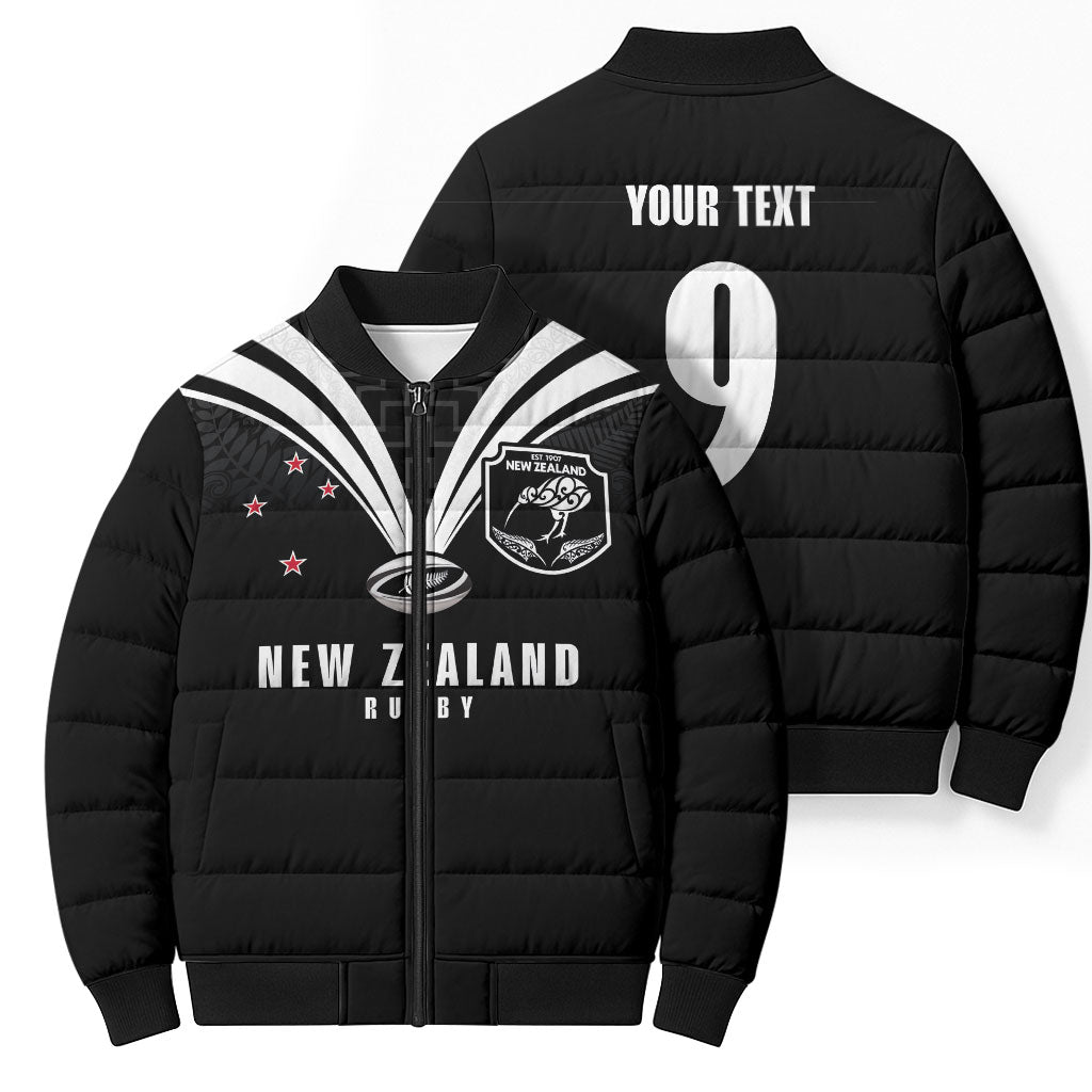 New Zealand Maori Rugby Custom Bomber Puffer Jacket Aotearoa Tribal Motif Retro Concept
