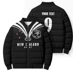 New Zealand Maori Rugby Custom Bomber Puffer Jacket Aotearoa Tribal Motif Retro Concept