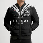 New Zealand Maori Rugby Custom Bomber Puffer Jacket Aotearoa Tribal Motif Retro Concept