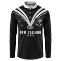 New Zealand Maori Rugby Custom Button Sweatshirt Aotearoa Tribal Motif Retro Concept