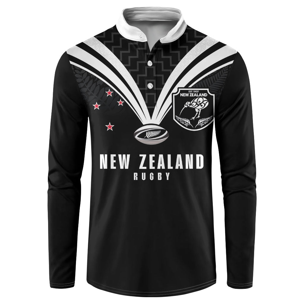 New Zealand Maori Rugby Custom Button Sweatshirt Aotearoa Tribal Motif Retro Concept