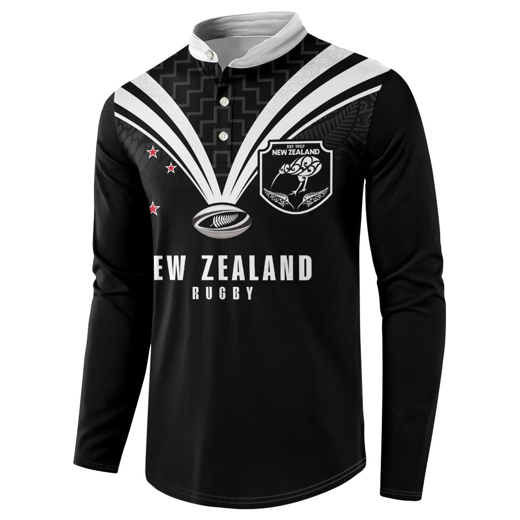 New Zealand Maori Rugby Custom Button Sweatshirt Aotearoa Tribal Motif Retro Concept