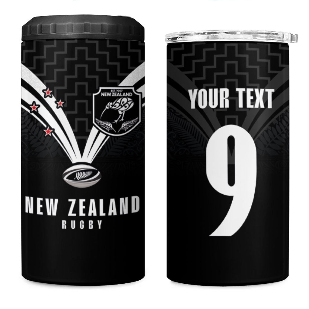 New Zealand Maori Rugby Custom 4 in 1 Can Cooler Tumbler Aotearoa Tribal Motif Retro Concept
