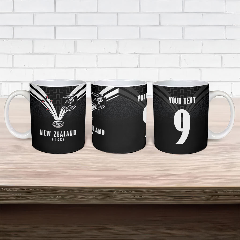 New Zealand Maori Rugby Custom Ceramic Mug Aotearoa Tribal Motif Retro Concept