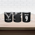 New Zealand Maori Rugby Custom Ceramic Mug Aotearoa Tribal Motif Retro Concept