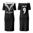 New Zealand Maori Rugby Custom Couples Matching Puletasi and Hawaiian Shirt Aotearoa Tribal Motif Retro Concept