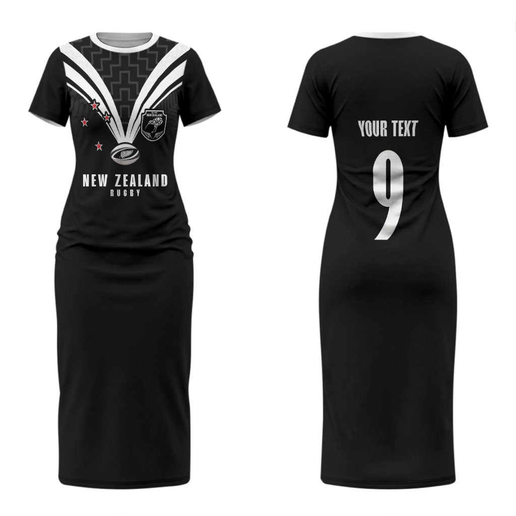 New Zealand Maori Rugby Custom Couples Matching Short Sleeve Bodycon Dress and Long Sleeve Button Shirt Aotearoa Tribal Motif Retro Concept
