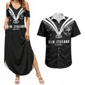 New Zealand Maori Rugby Custom Couples Matching Summer Maxi Dress and Hawaiian Shirt Aotearoa Tribal Motif Retro Concept