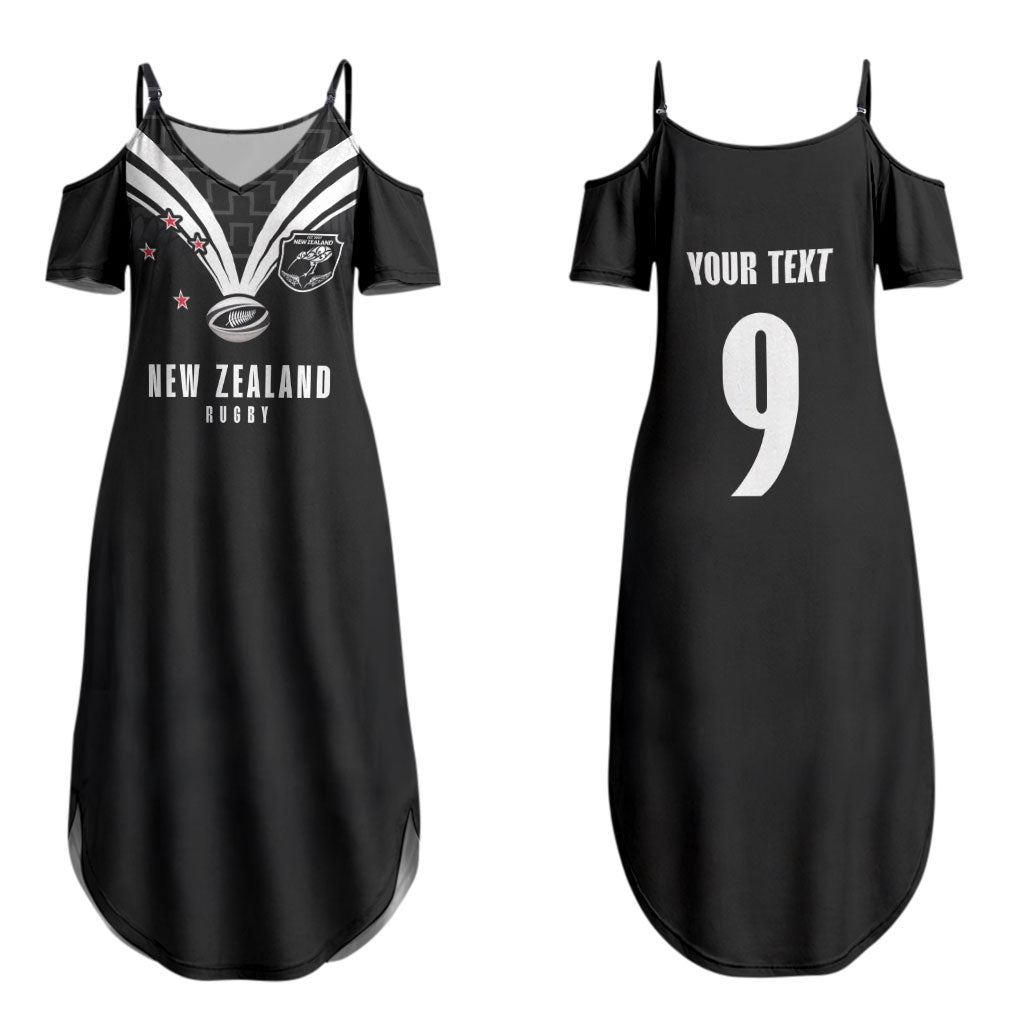 New Zealand Maori Rugby Custom Couples Matching Summer Maxi Dress and Long Sleeve Button Shirt Aotearoa Tribal Motif Retro Concept