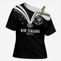 New Zealand Maori Rugby Custom Cross Shoulder Shirt Aotearoa Tribal Motif Retro Concept