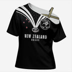 New Zealand Maori Rugby Custom Cross Shoulder Shirt Aotearoa Tribal Motif Retro Concept