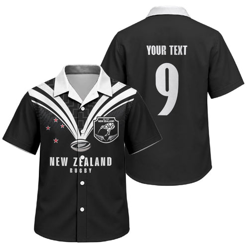 New Zealand Maori Rugby Custom Family Matching Off The Shoulder Long Sleeve Dress and Hawaiian Shirt Aotearoa Tribal Motif Retro Concept