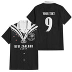 New Zealand Maori Rugby Custom Family Matching Off Shoulder Short Dress and Hawaiian Shirt Aotearoa Tribal Motif Retro Concept