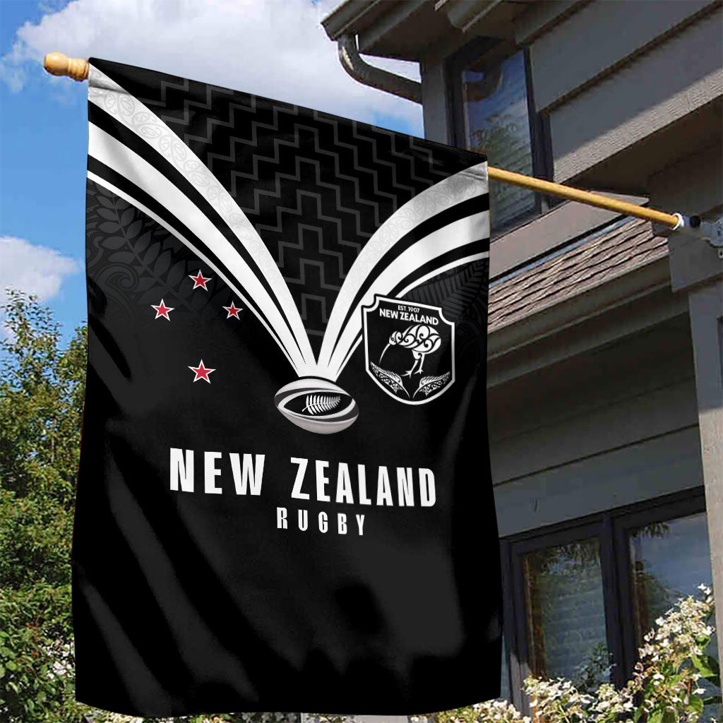New Zealand Maori Rugby Garden Flag Aotearoa Tribal Motif Retro Concept