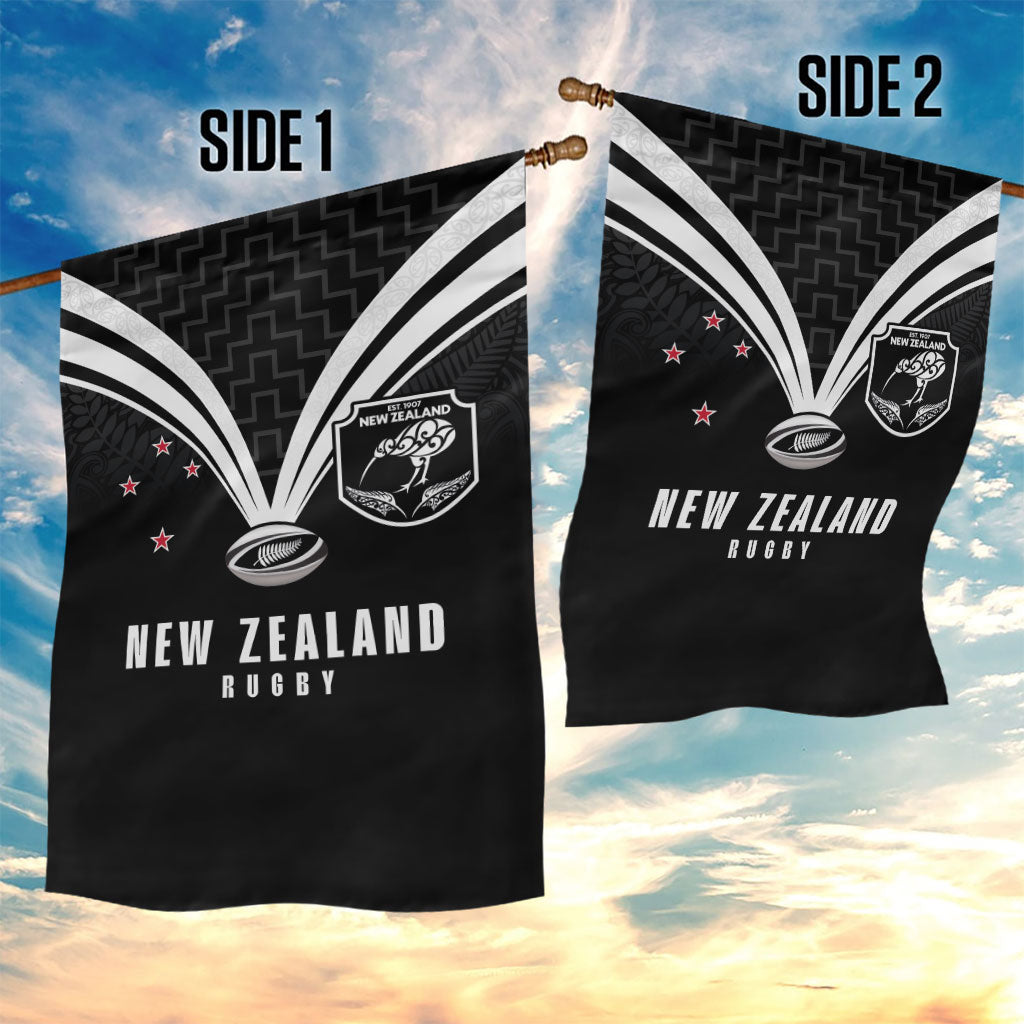 New Zealand Maori Rugby Garden Flag Aotearoa Tribal Motif Retro Concept