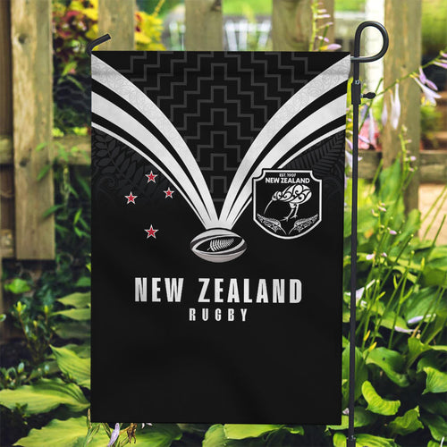 New Zealand Maori Rugby Garden Flag Aotearoa Tribal Motif Retro Concept