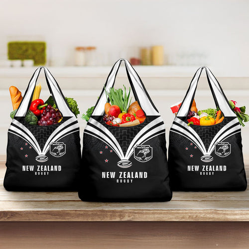 New Zealand Maori Rugby Grocery Bag Aotearoa Tribal Motif Retro Concept