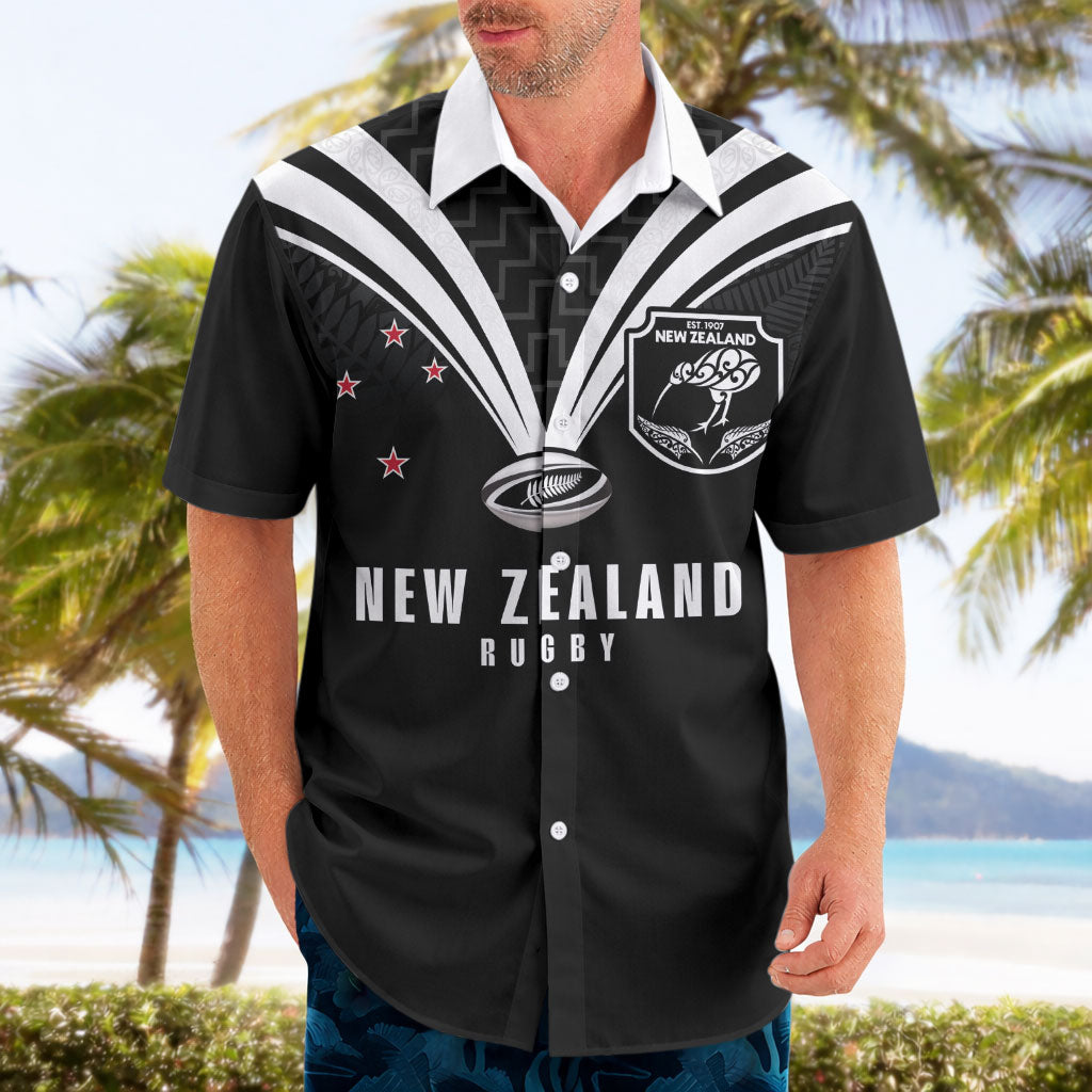 New Zealand Maori Rugby Custom Hawaiian Shirt Aotearoa Tribal Motif Retro Concept