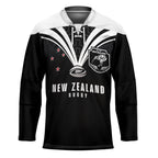 New Zealand Maori Rugby Custom Hockey Jersey Aotearoa Tribal Motif Retro Concept