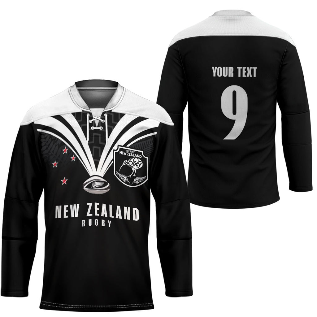 New Zealand Maori Rugby Custom Hockey Jersey Aotearoa Tribal Motif Retro Concept