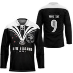 New Zealand Maori Rugby Custom Hockey Jersey Aotearoa Tribal Motif Retro Concept