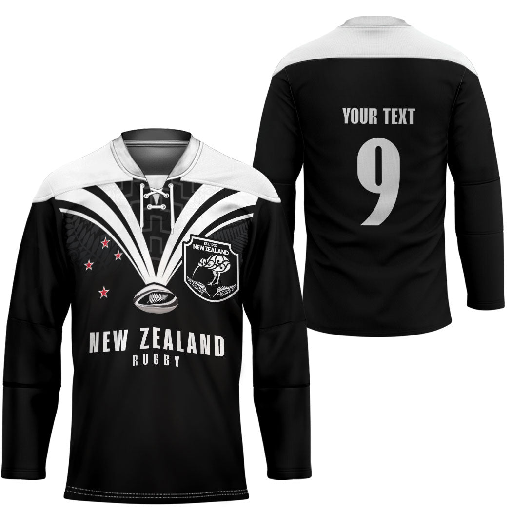 New Zealand Maori Rugby Custom Hockey Jersey Aotearoa Tribal Motif Retro Concept