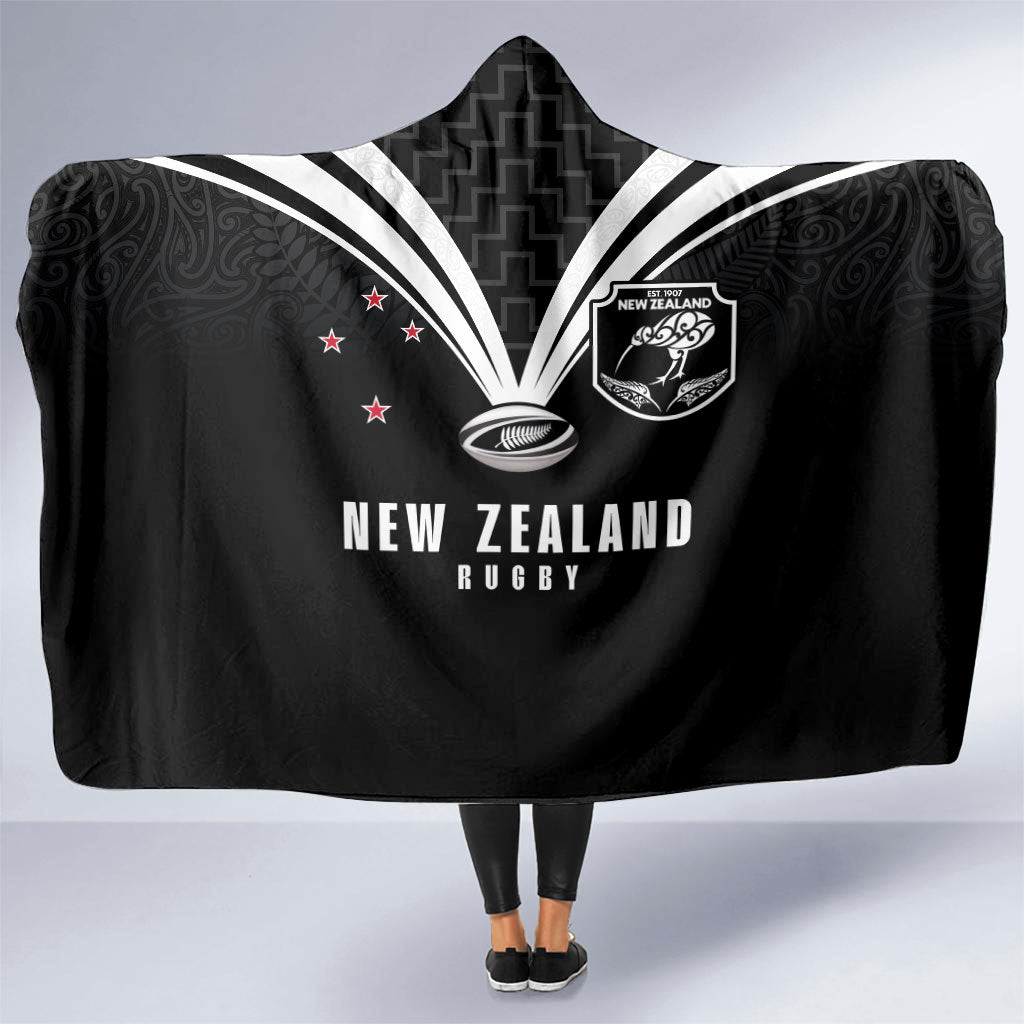 New Zealand Maori Rugby Hooded Blanket Aotearoa Tribal Motif Retro Concept