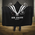 New Zealand Maori Rugby Hooded Blanket Aotearoa Tribal Motif Retro Concept