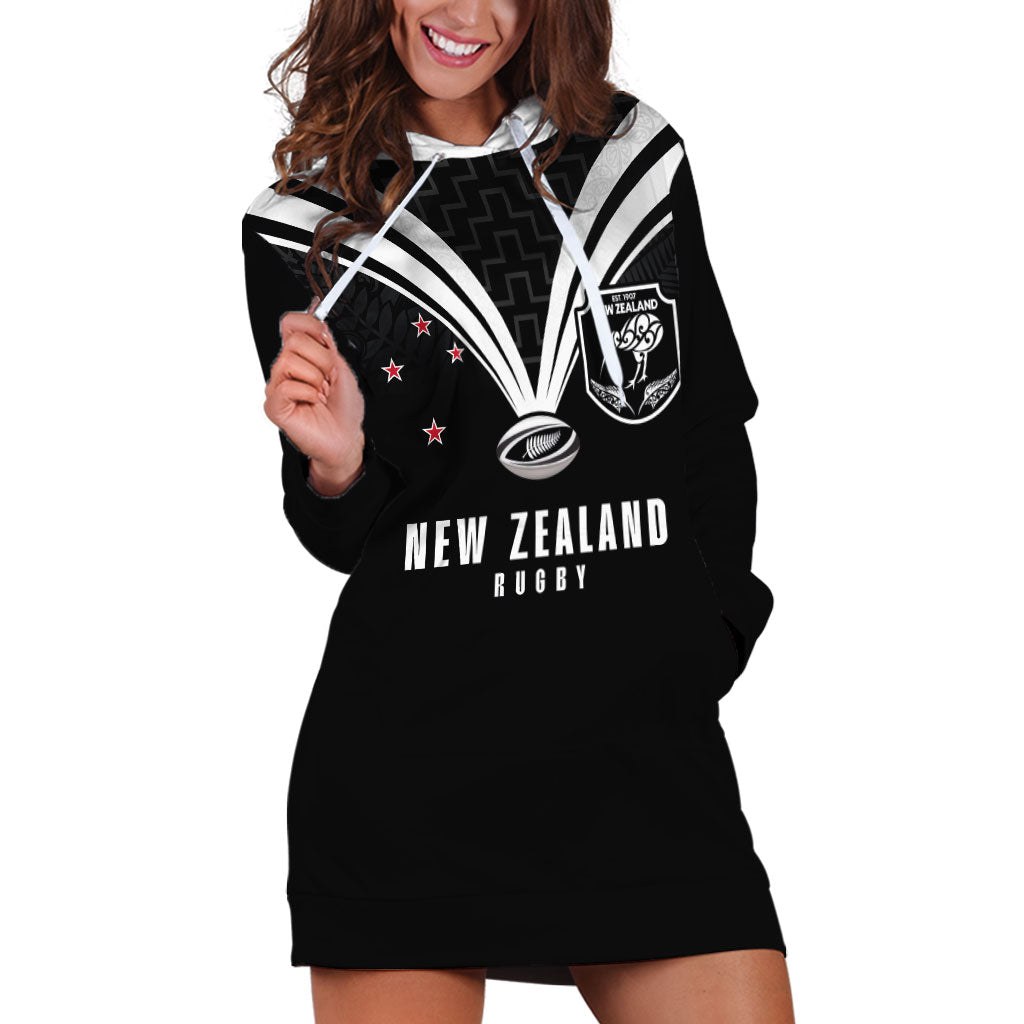 New Zealand Maori Rugby Custom Hoodie Dress Aotearoa Tribal Motif Retro Concept