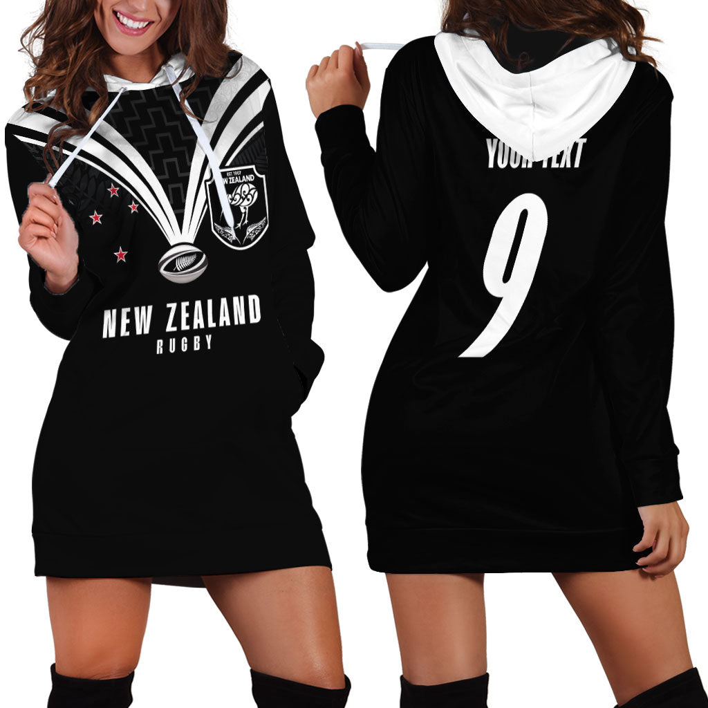 New Zealand Maori Rugby Custom Hoodie Dress Aotearoa Tribal Motif Retro Concept