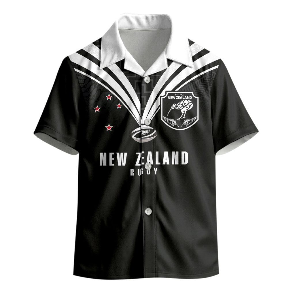 New Zealand Maori Rugby Custom Kid Hawaiian Shirt Aotearoa Tribal Motif Retro Concept