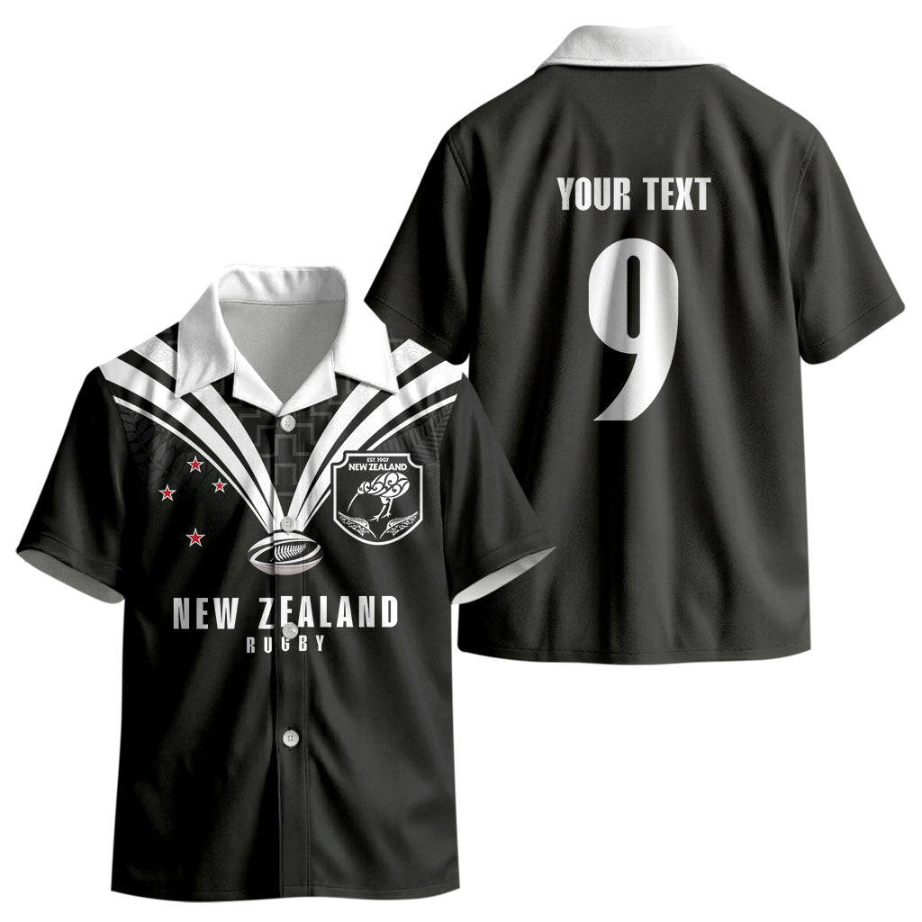 New Zealand Maori Rugby Custom Kid Hawaiian Shirt Aotearoa Tribal Motif Retro Concept