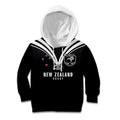 New Zealand Maori Rugby Custom Kid Hoodie Aotearoa Tribal Motif Retro Concept