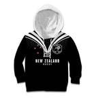 New Zealand Maori Rugby Custom Kid Hoodie Aotearoa Tribal Motif Retro Concept