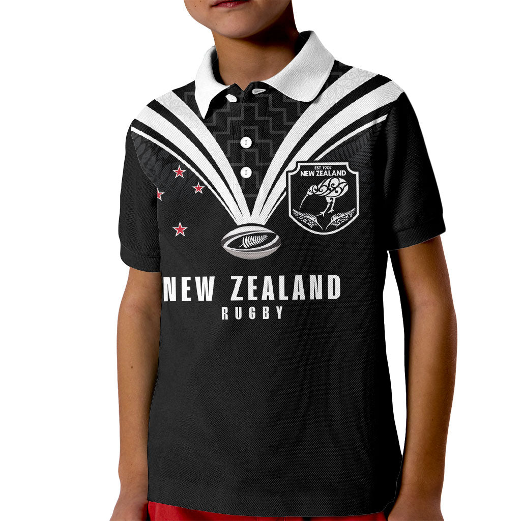 New Zealand Maori Rugby Custom Kid Polo Shirt Aotearoa Tribal Motif Retro Concept