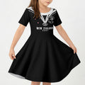 New Zealand Maori Rugby Custom Kid Short Sleeve Dress Aotearoa Tribal Motif Retro Concept