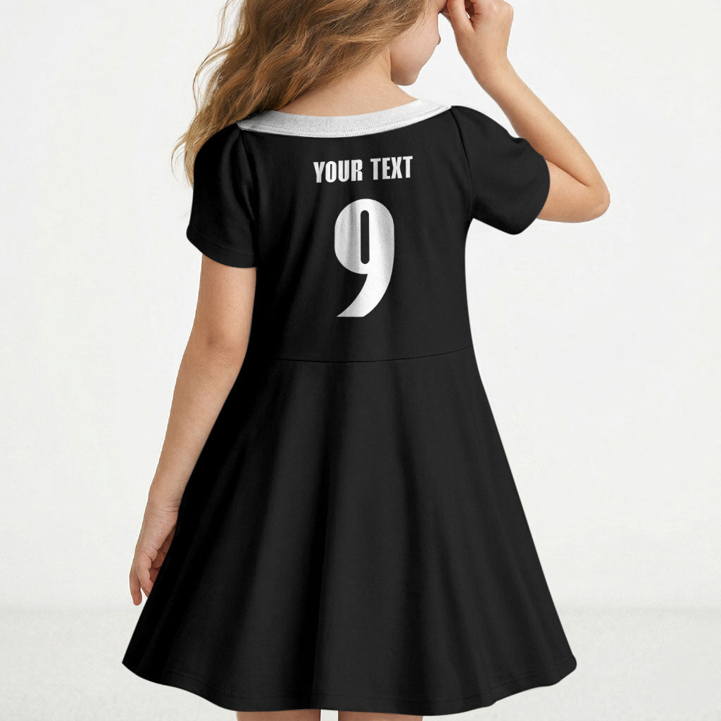 New Zealand Maori Rugby Custom Kid Short Sleeve Dress Aotearoa Tribal Motif Retro Concept