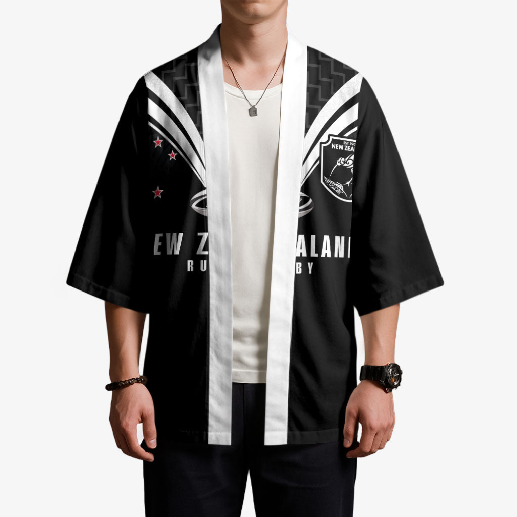 New Zealand Maori Rugby Custom Kimono Aotearoa Tribal Motif Retro Concept