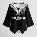 New Zealand Maori Rugby Custom Kimono Sleeve Blouse Aotearoa Tribal Motif Retro Concept