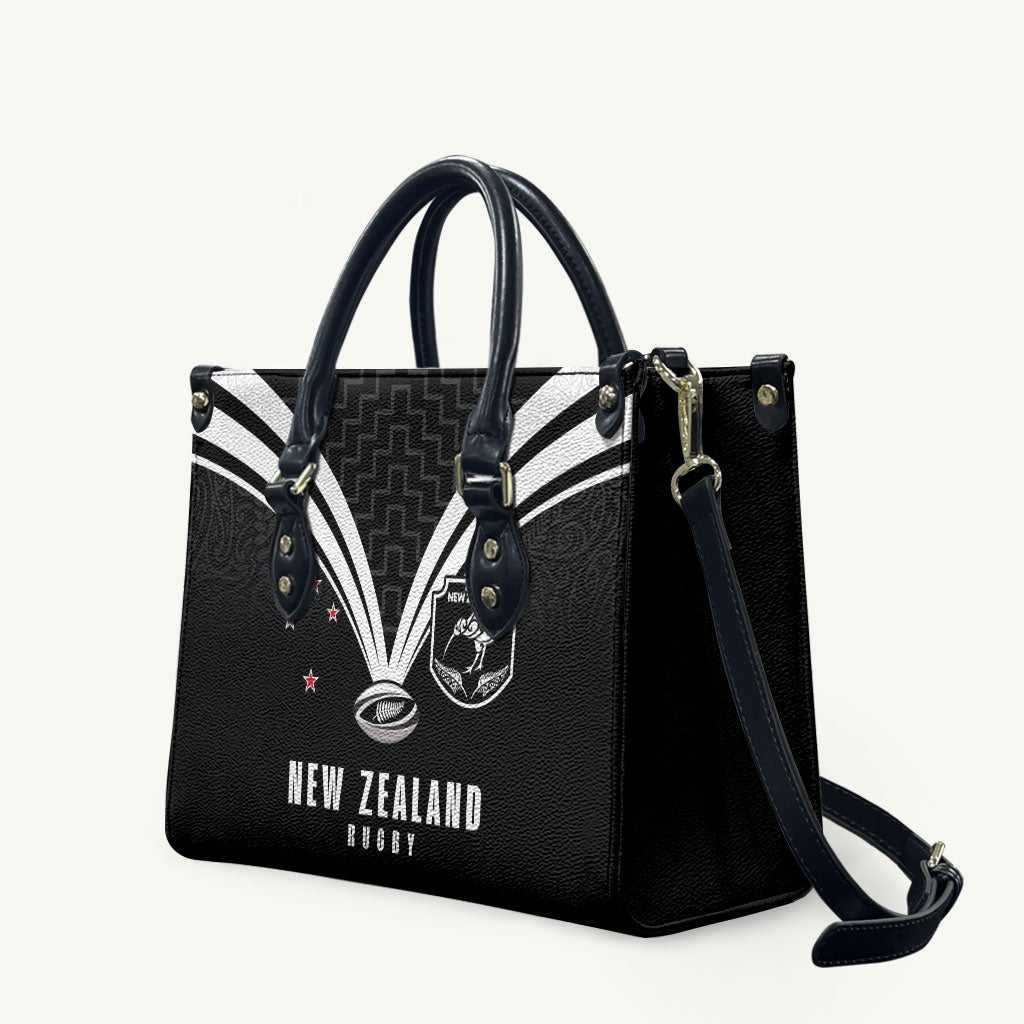 New Zealand Maori Rugby Leather Bag Aotearoa Tribal Motif Retro Concept
