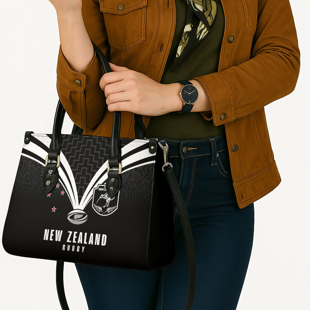 New Zealand Maori Rugby Leather Bag Aotearoa Tribal Motif Retro Concept