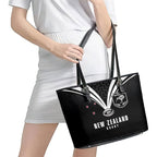 New Zealand Maori Rugby Leather Tote Bag Aotearoa Tribal Motif Retro Concept