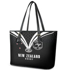 New Zealand Maori Rugby Leather Tote Bag Aotearoa Tribal Motif Retro Concept