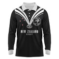 New Zealand Maori Rugby Custom Long Sleeve Polo Shirt Aotearoa Tribal Motif Retro Concept