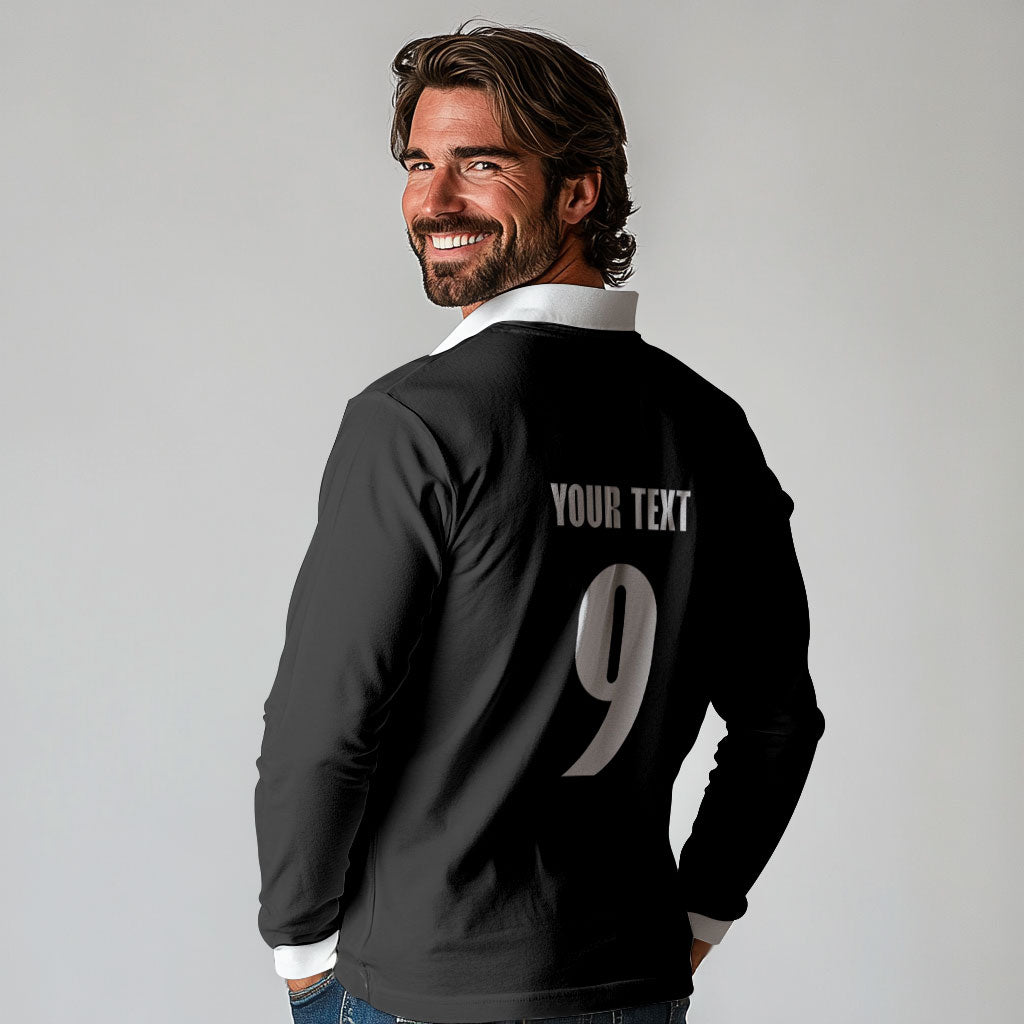 New Zealand Maori Rugby Custom Long Sleeve Polo Shirt Aotearoa Tribal Motif Retro Concept