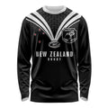 New Zealand Maori Rugby Custom Long Sleeve Shirt Aotearoa Tribal Motif Retro Concept