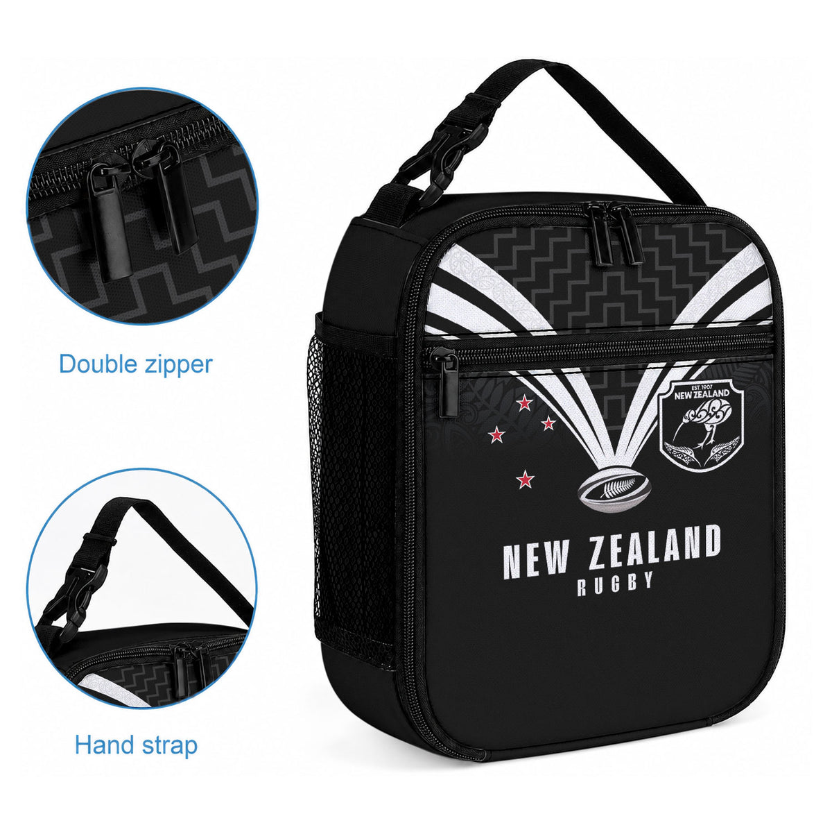 New Zealand Maori Rugby Lunch Bag Aotearoa Tribal Motif Retro Concept