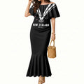 New Zealand Maori Rugby Custom Mermaid Dress Aotearoa Tribal Motif Retro Concept